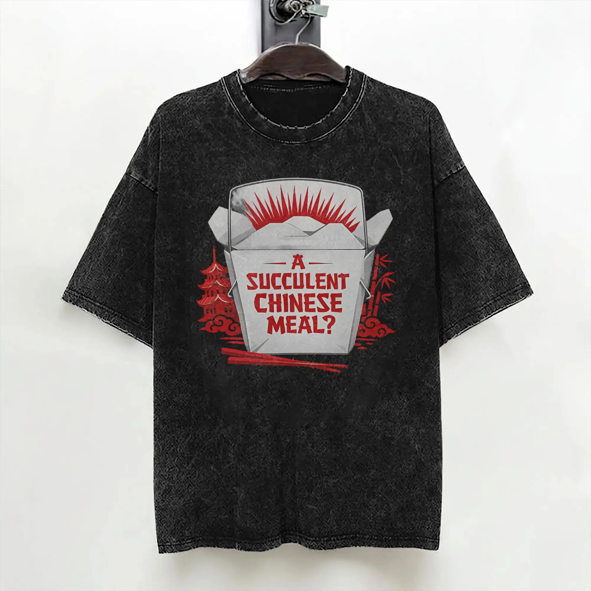 Funny Succulent Chinese Meal Meme T Shirt Washed Short Sleeve Street T-Shirt  Fashion Men Women Streetwear Graphic Printed Tees