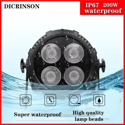 200W Waterproof COB DMX 512 Stage Flat Par Lighting Effect DJ Disco Party Holiday Christmas Bar Club Wedding Birthday Show Light