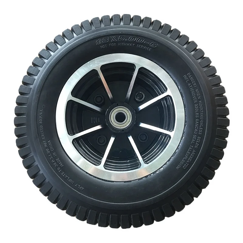 hot sale 13x5.00-6 puncture proof PU foamed tire for lawn mower with aluminum rim and ball bearings