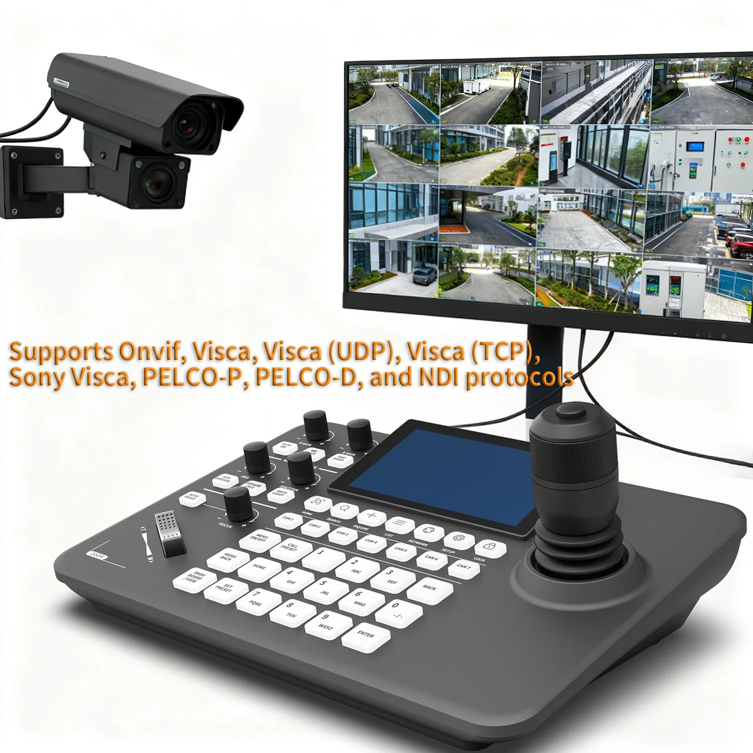 لوحة مفاتيح التحكم SZXLCOM PTZ شاشة 5 بوصة عالية الدقة 1280 × 720 RS485 تحكم من نقطة إلى نقطة لمؤتمر الكنيسة