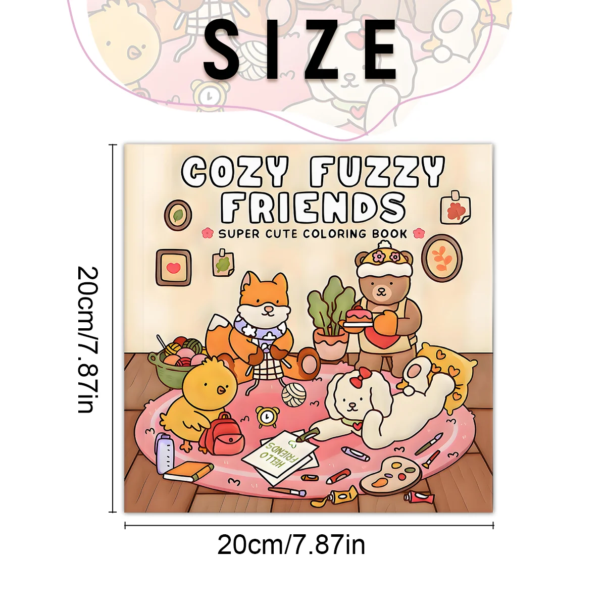 Deluxe Plush Friends Coloring Book - 24 Pages of Intricate Black & White Line Art for Adults & Teens - Unique 7.8 Inch Cover