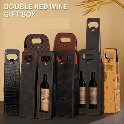 Red Wine Gift Box Double Wine Packaging Open Window Skeleton Wine Tote Wine Bags Wine Bags Party Wine Gift Bags