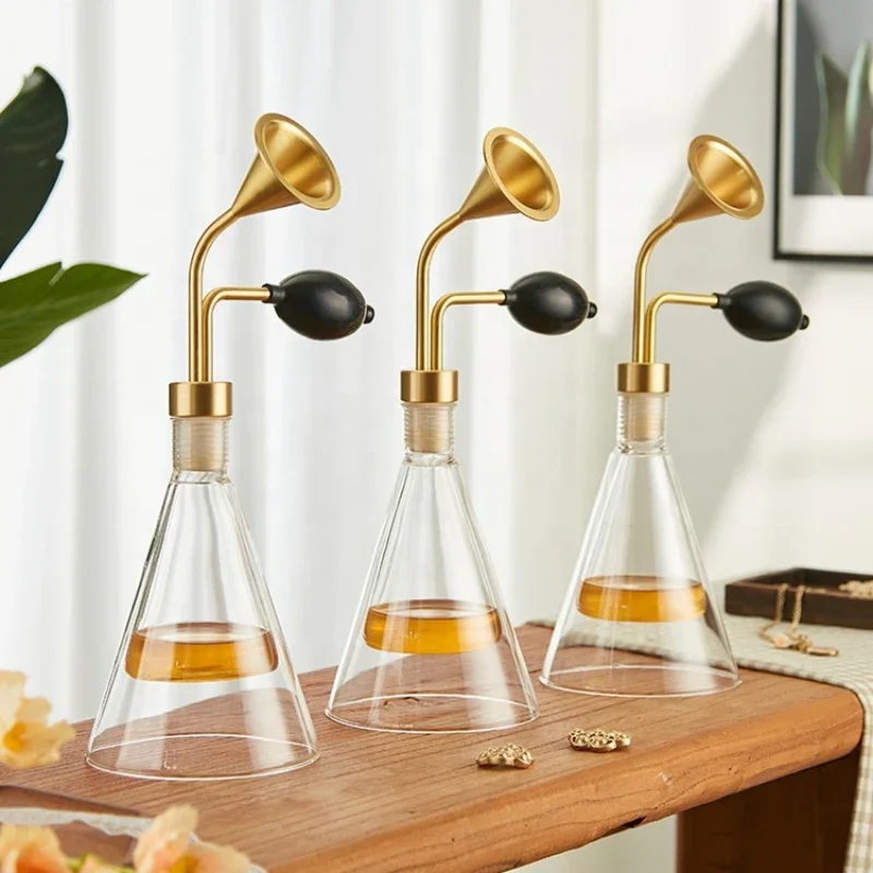 300ml Double Wall Brass Perfume Smell Display Device Brass Perfume Fragrance Essential Oil Coffee Test Glass Bottles