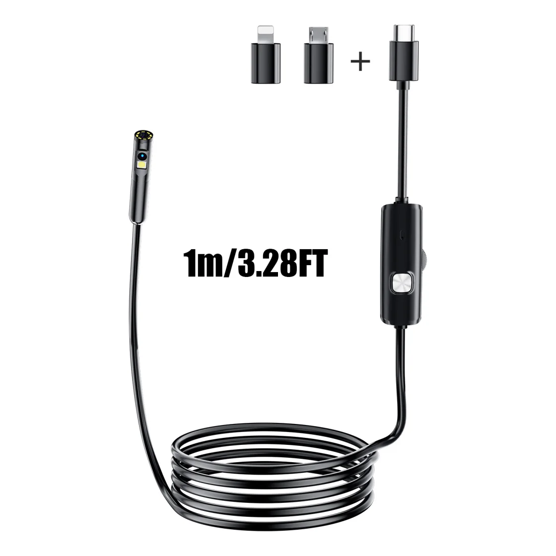 

Эндоскоп с подсветкой и двумя камерами, эндоскопический инструмент HD 1920P с 8 регулируемыми светодиодами, эндоскоп с полужесткой змеевидной камерой