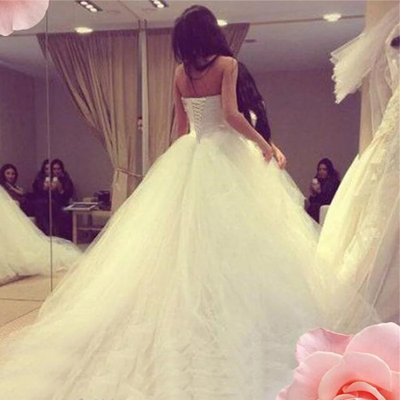 ZJ9089 dostosowane 2024 eleganckie suknie ślubne Sweetheart koronkowy gorset Ruffles spódnica balowa księżniczka suknia panny młodej