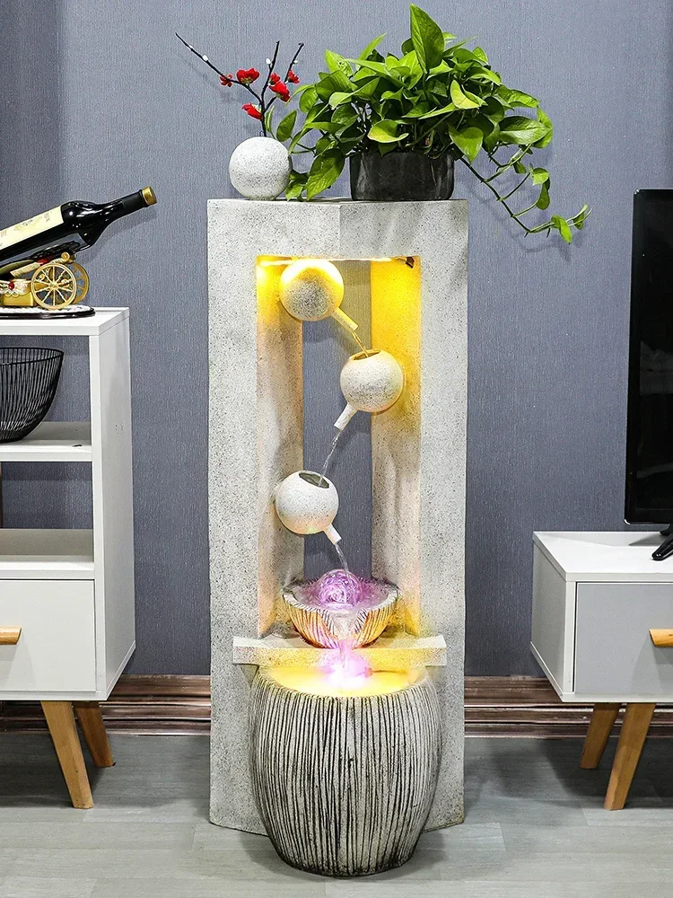 Flowing Water Ornaments Simple Modern Living Room Entrance Circulating Fountain Landscape Decorations Floor Humidifier