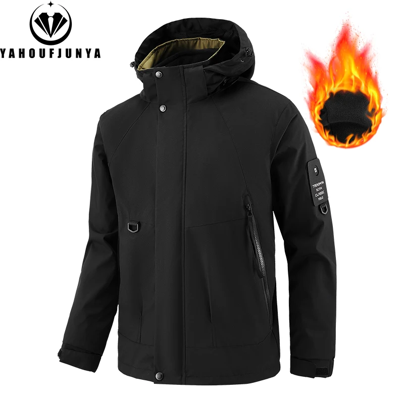 2024 Winter Men Triple Outdoor Windbreak Plus Thick Warm Jacket Men Removable Hooded Fleece Comfortable New Jacket Coat Male 8XL