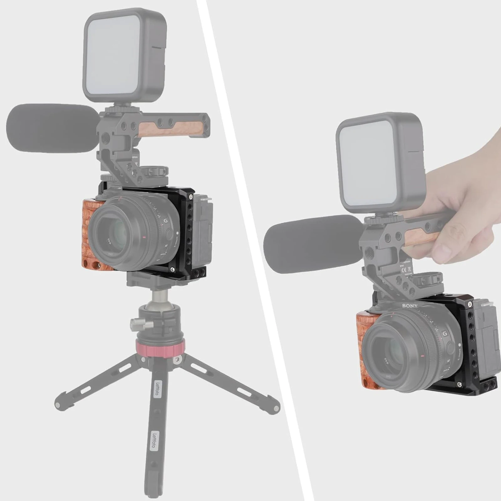 Wooden Top Handle Grip to Mount DSLR Camera with 1/4\