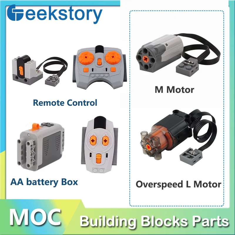 Bloques de construcción PF de Motor L de sobrevelocidad, juego de Control remoto, función de potencia, Motor M, tecnología Moc, piezas de juguete DIY para coche y camión