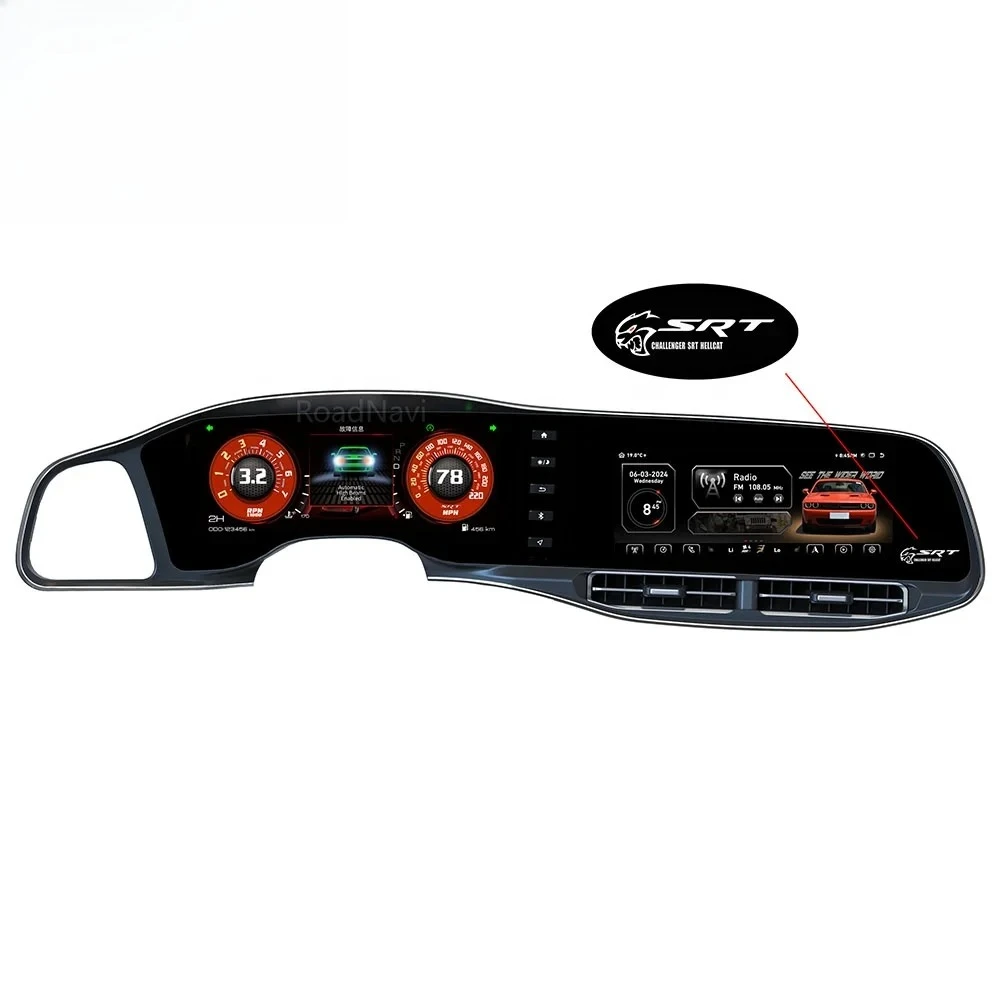 RoadNavi Dual Screen for Do dge Challenger Hellcar SRT 2014-2023 Auto Speedometer Android Radio Gps Navigation