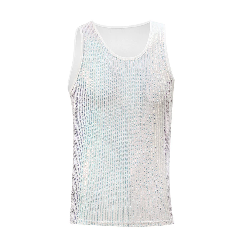 Herren T-Shirts und Polos Pailletten-Tanktop Glitzernde Weste Rundhals-Party-Nachtclub-Festival-Bühnen-Performance-T-Shirt Crop-Tops 2026 – Detail 10