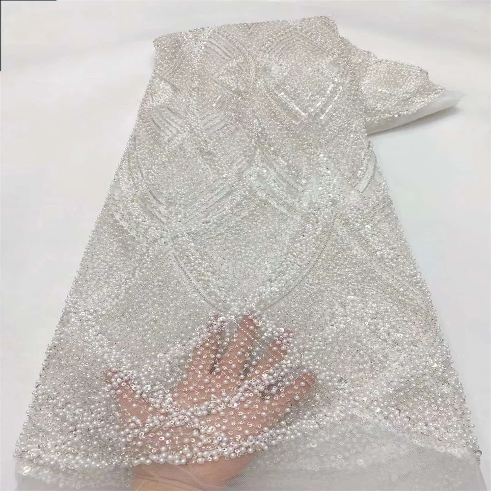 

Новинка 2024, яркое элегантное кружевное платье из нигерийского тюля высокого качества с блестками и бусинами, вечернее платье для невесты