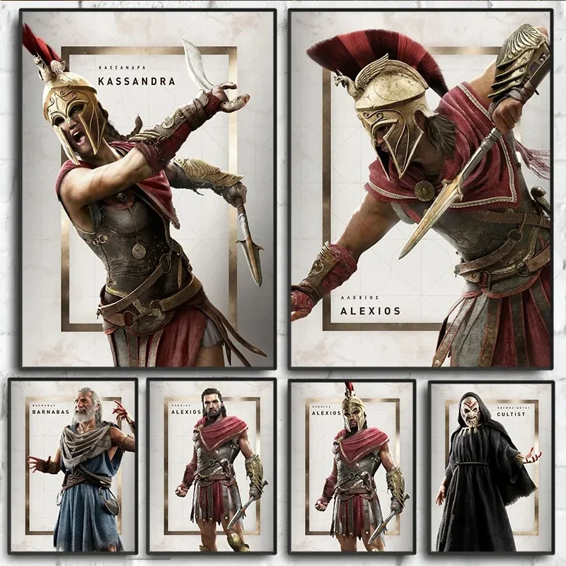 1pc frameless AC Odyssey Characters Canvas Painting Assassins-C-Creed Video Game Poster Print Wall Art Picture for Living Room H