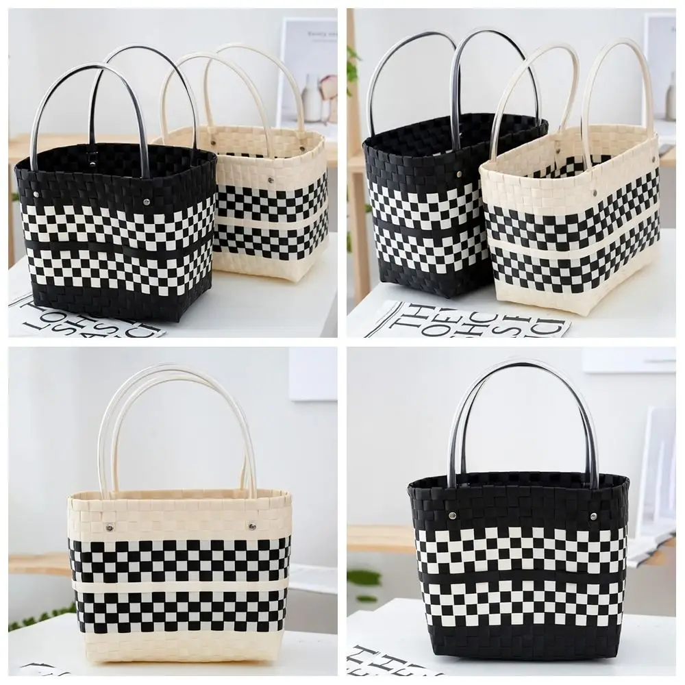 Portable Hand-woven Vegetable Basket Bag Vintage Large Capacity Casual Woven Bag Mommy Bag Shopping Bag Tote Bag Household