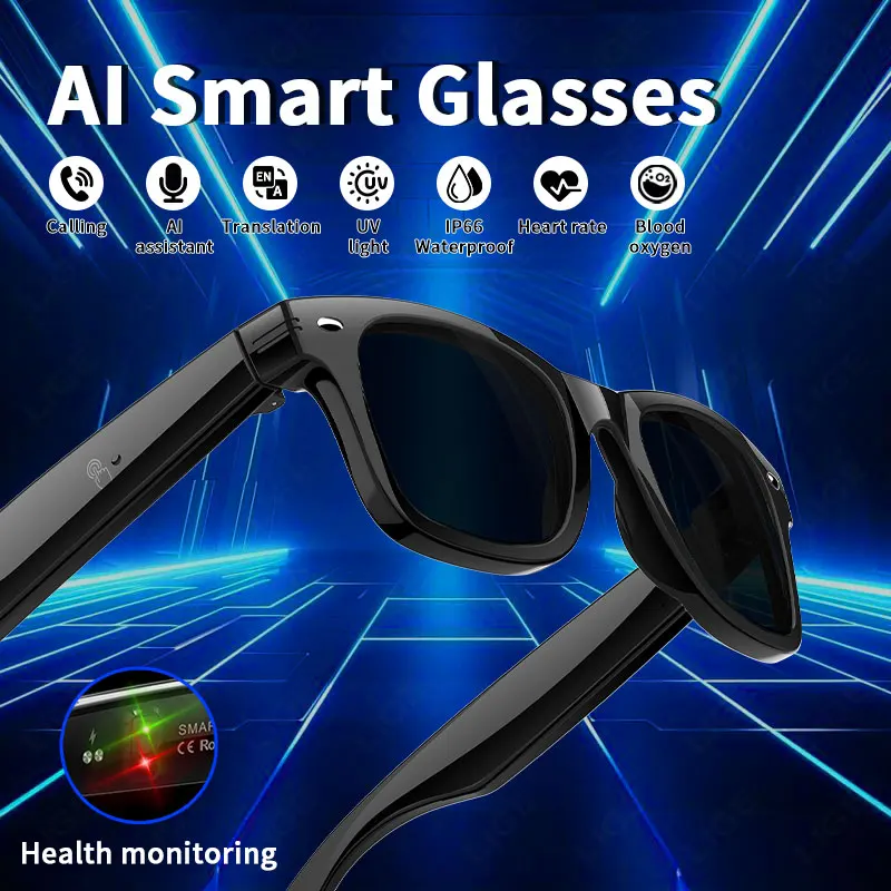 

W300 Smart Glasses AI Automatic Dialogue Translation Bluetooth Glasses Heart Rate Blood Oxygen Sport UV Detection SmartGlass New