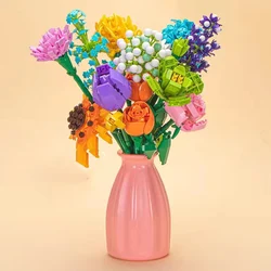 12 Styles Flower Bouque Building Blocks Wildflower Flower Bloomingt Home Decoration Ornaments Valentine's Day Girlfriend Gift