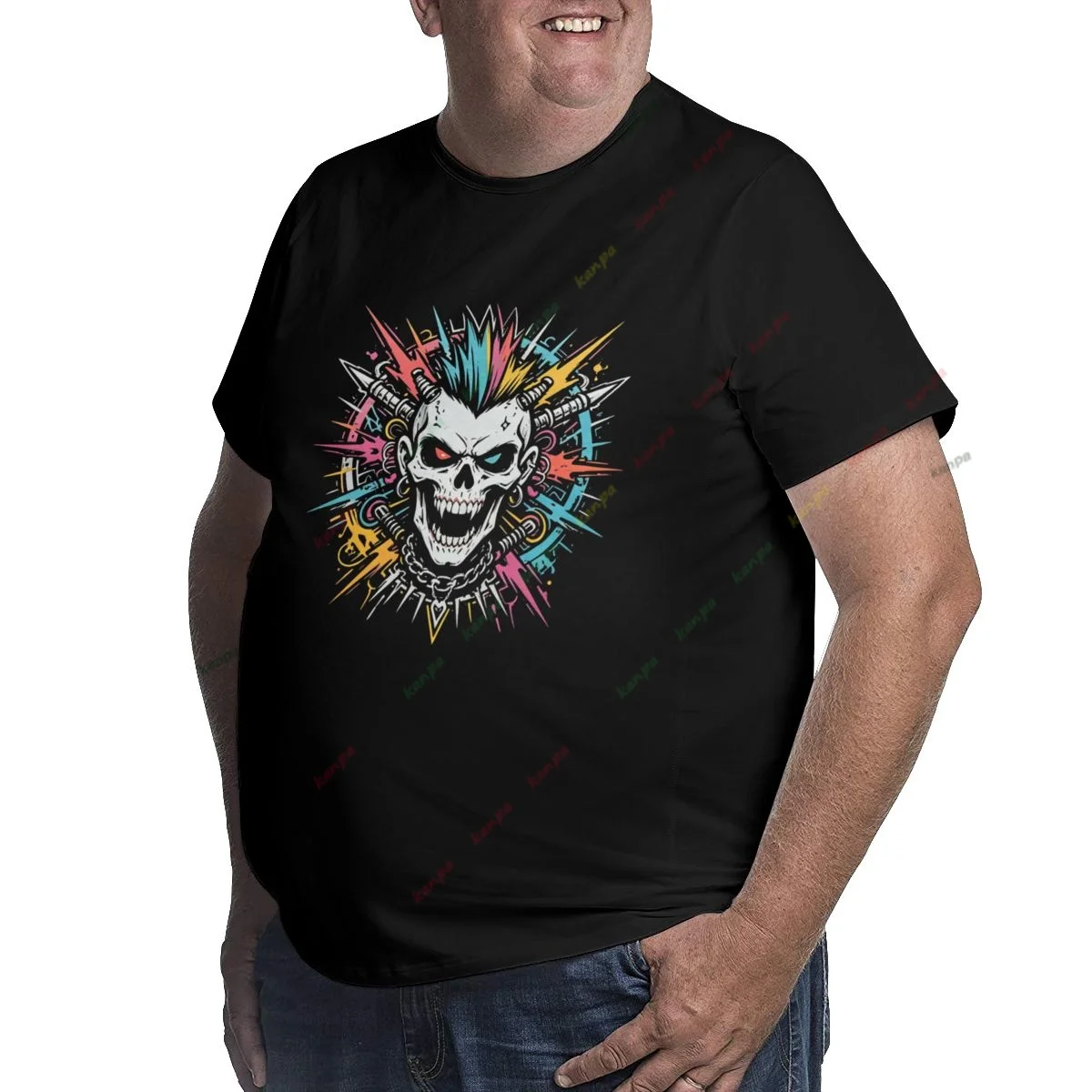 Men's Gothic Oversized Tee 3D Skull & Medieval Heraldic Totem Print Skeleton Short Sleeve Loose Fit Vintage T-Shirt Streetwear