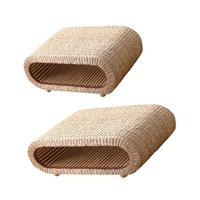Straw Rattan Coffee Table Vintage Design Multifunction Short Table Small Dining Table for Dining Room Porch Patio Garden Office