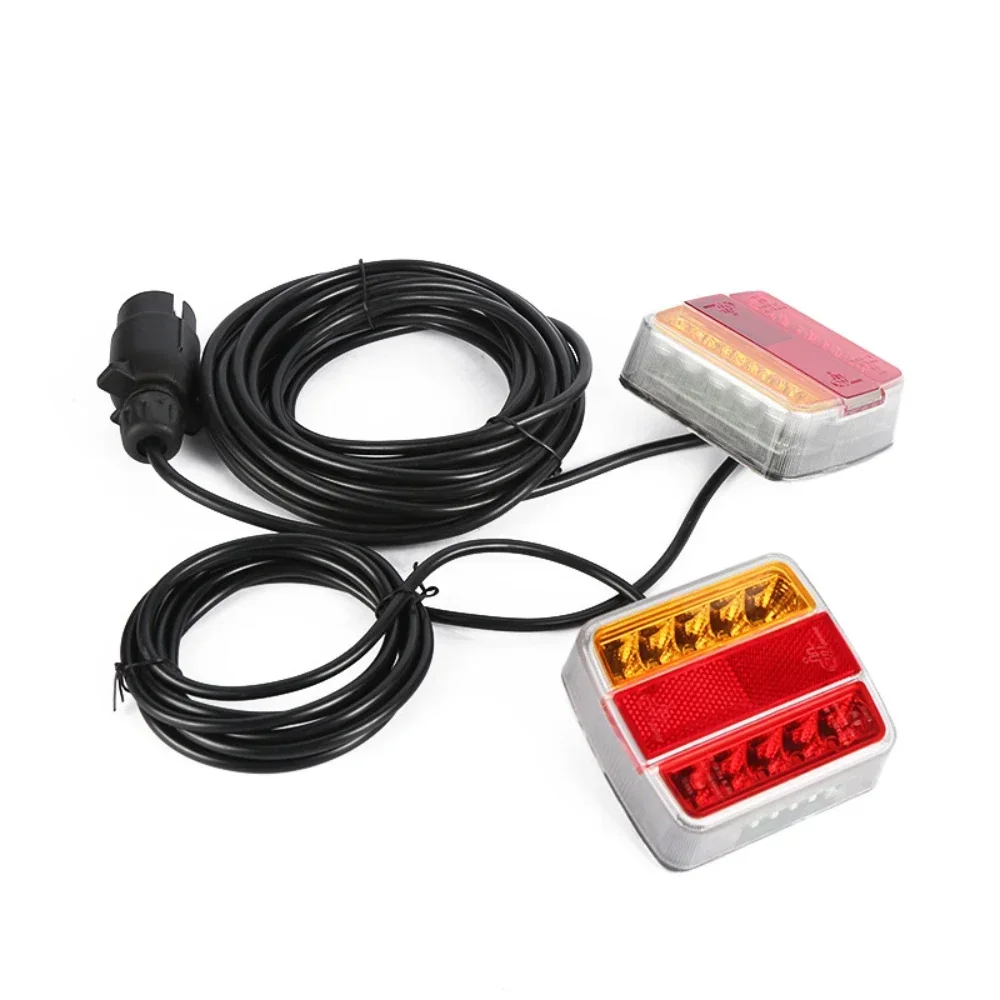 1 Set 12V Rear Towing Tail Light Magnetic LED Trailer 10m Cable 7 Pin Plug Brake Stop License Number Plate Reflector Waterproof