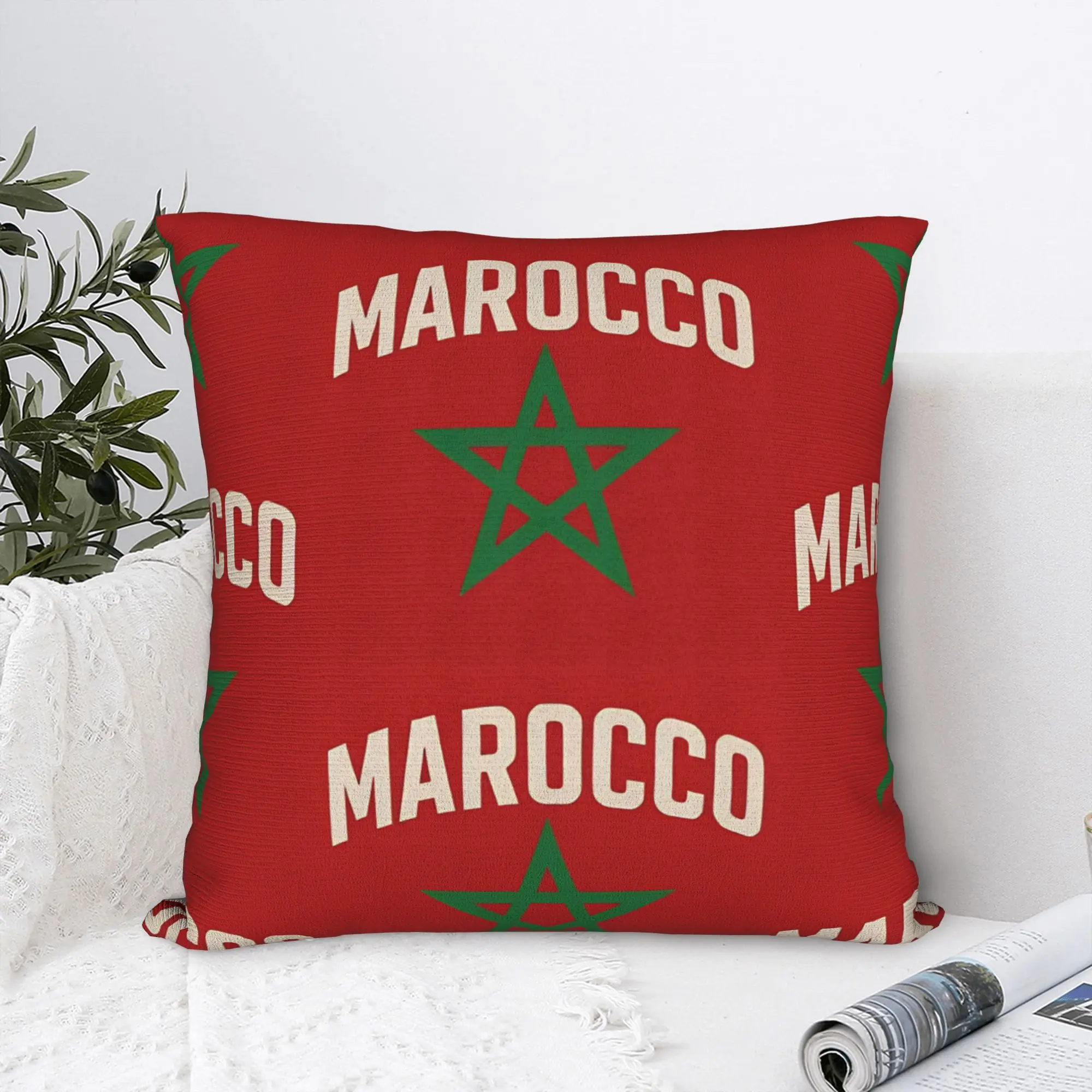 Pillow Cover Marocco – Design Minimal Bandiera Con Stella Verde   Funny Pillow Case For Sofa Home Decoration Pillowcases