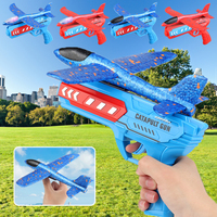 Children's Foam Plane Gun Launcher Catapult Aircraft Toys Outdoor Sports Hand Toss Flying Glider Toy Parent-Child Interaction