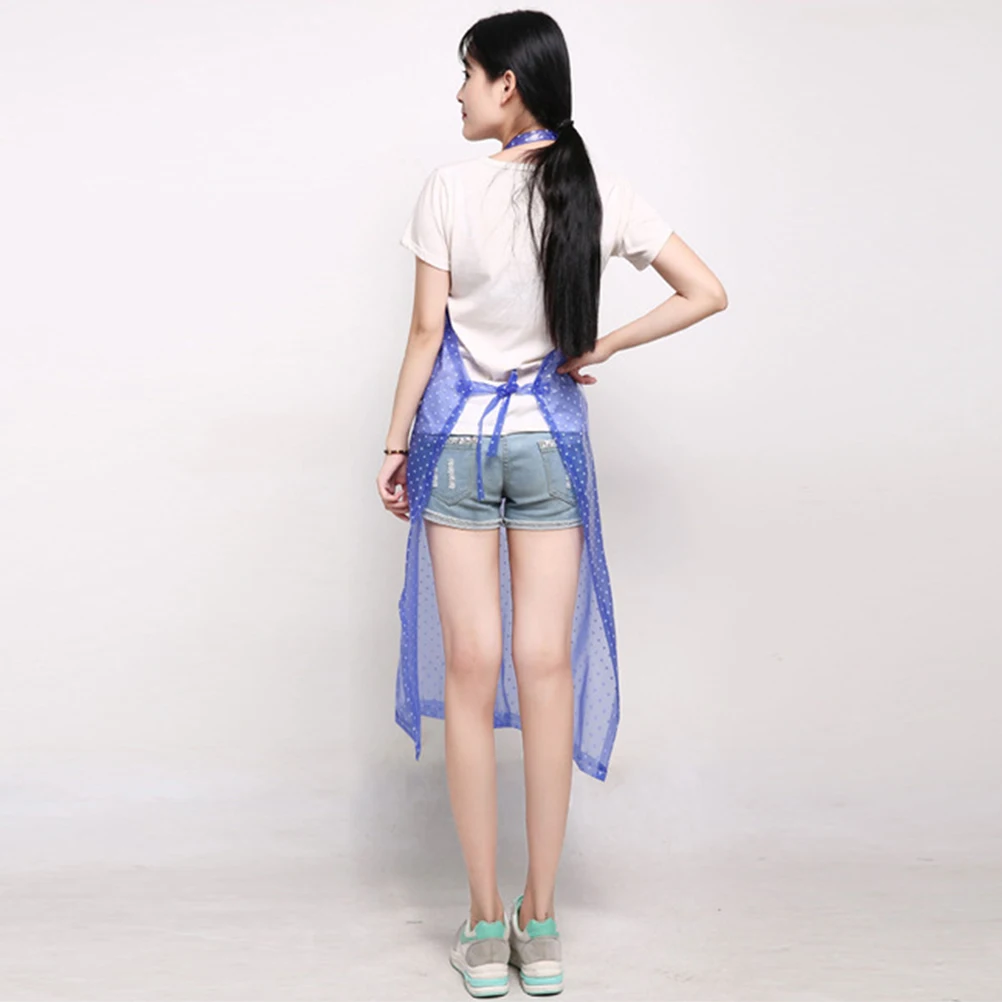 

1pc Oil-proof Apron Sleeveless Pinafore Waterproof Save-all Transparent PVC Apron Cooking Supply Blue