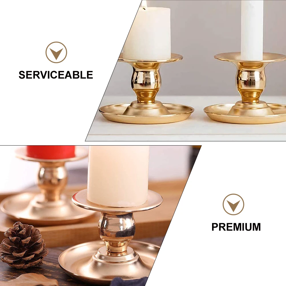 

2pcs Metal Candlestick Base Vintage Iron European Style Home Decor Table Ornament Portable Lightweight Chic Novelty