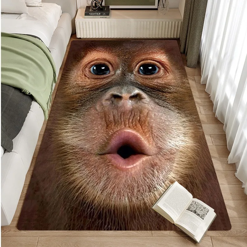 Humorous Hip Hop-Themed Monkey and Baboon Carpet Non-Slip Mat Suitable for Decorating Living Rooms Bedrooms Home Decoration Rug