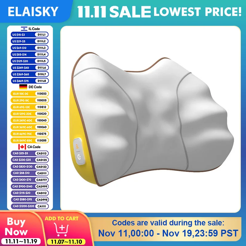 

Smart Wireless Massage Device for Neck Waist Leg and Back Massage Lumbar Vertebrae and Cervical Vertebrae Massage Pillow Machine