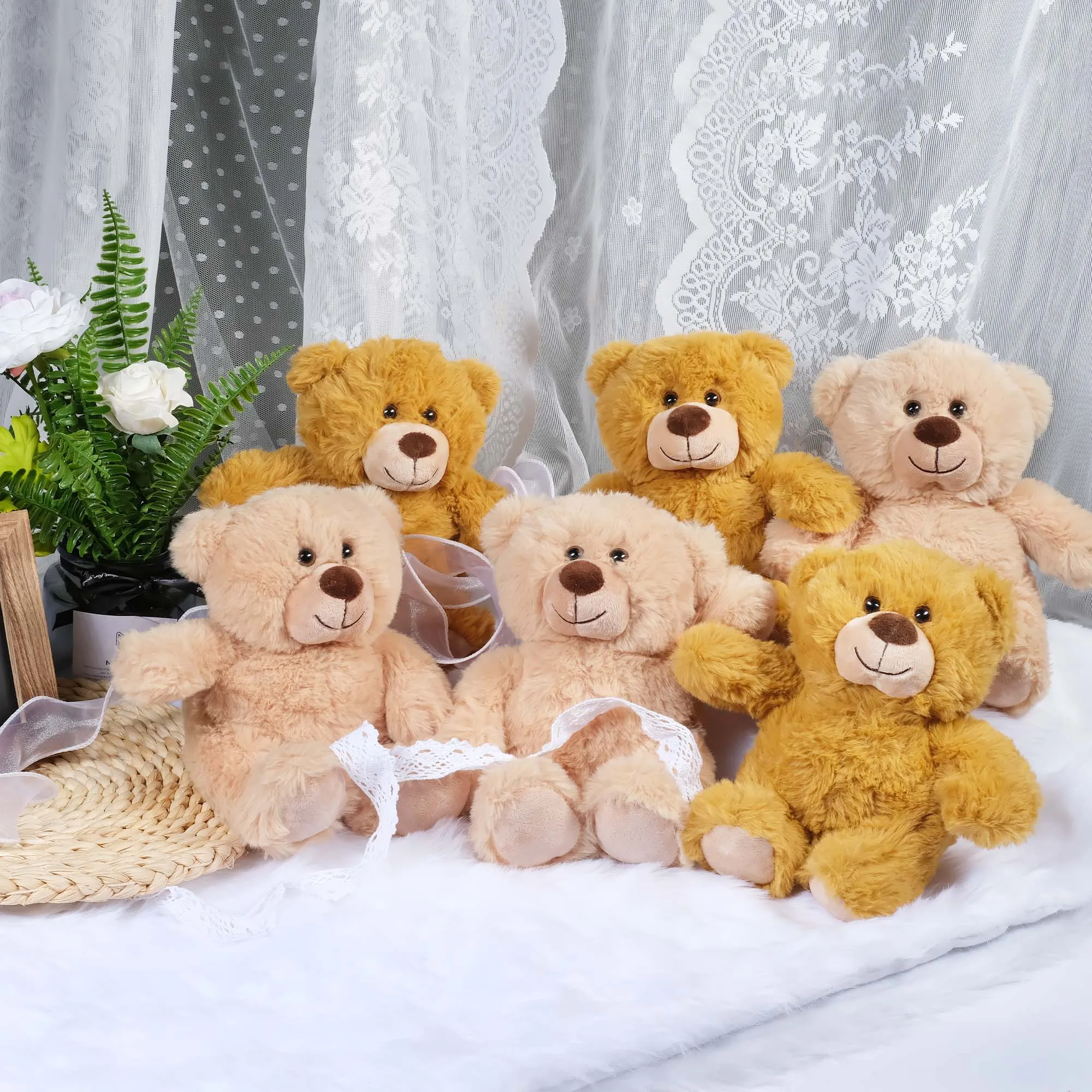 6-pack 8'' teddybeer knuffels teddybeer knuffel, verjaardagscadeaus voor kinderen jongen meisje peuters baby shower kerstcadeau