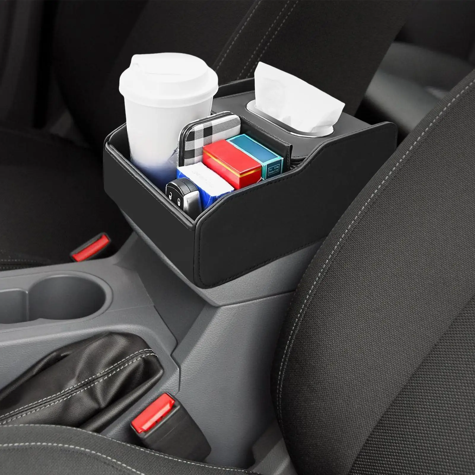 Car Armrest Organizer Precise Fit Easy Installation Compartmented Car Interior Storage Box For Armrest For Keys Sunglasses Cards
