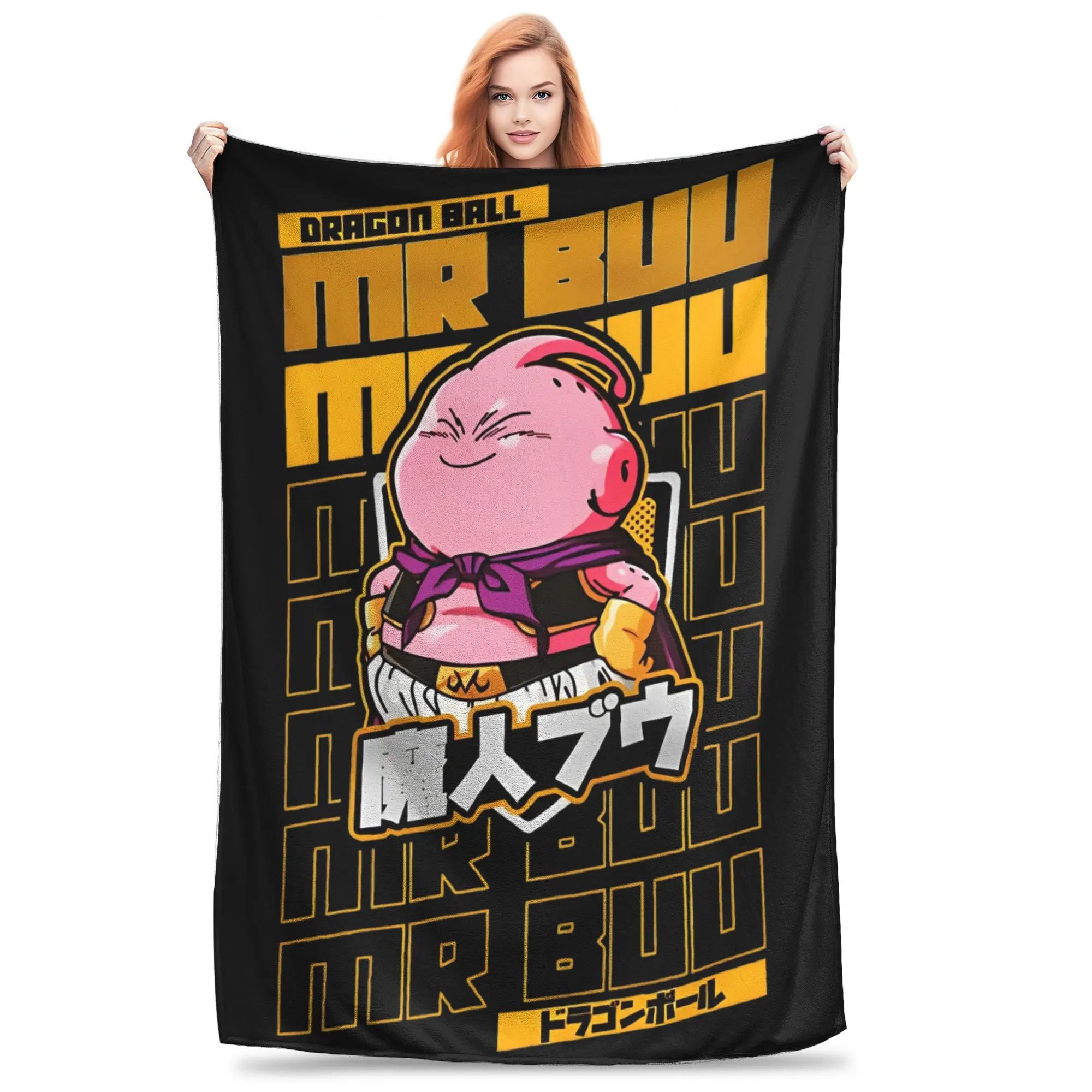 Buu DRAGON BALL Chibi Knitted Blankets  Flannel Throw Blanket Summer Air Conditioning Portable Ultra-Soft Warm Bedsprea