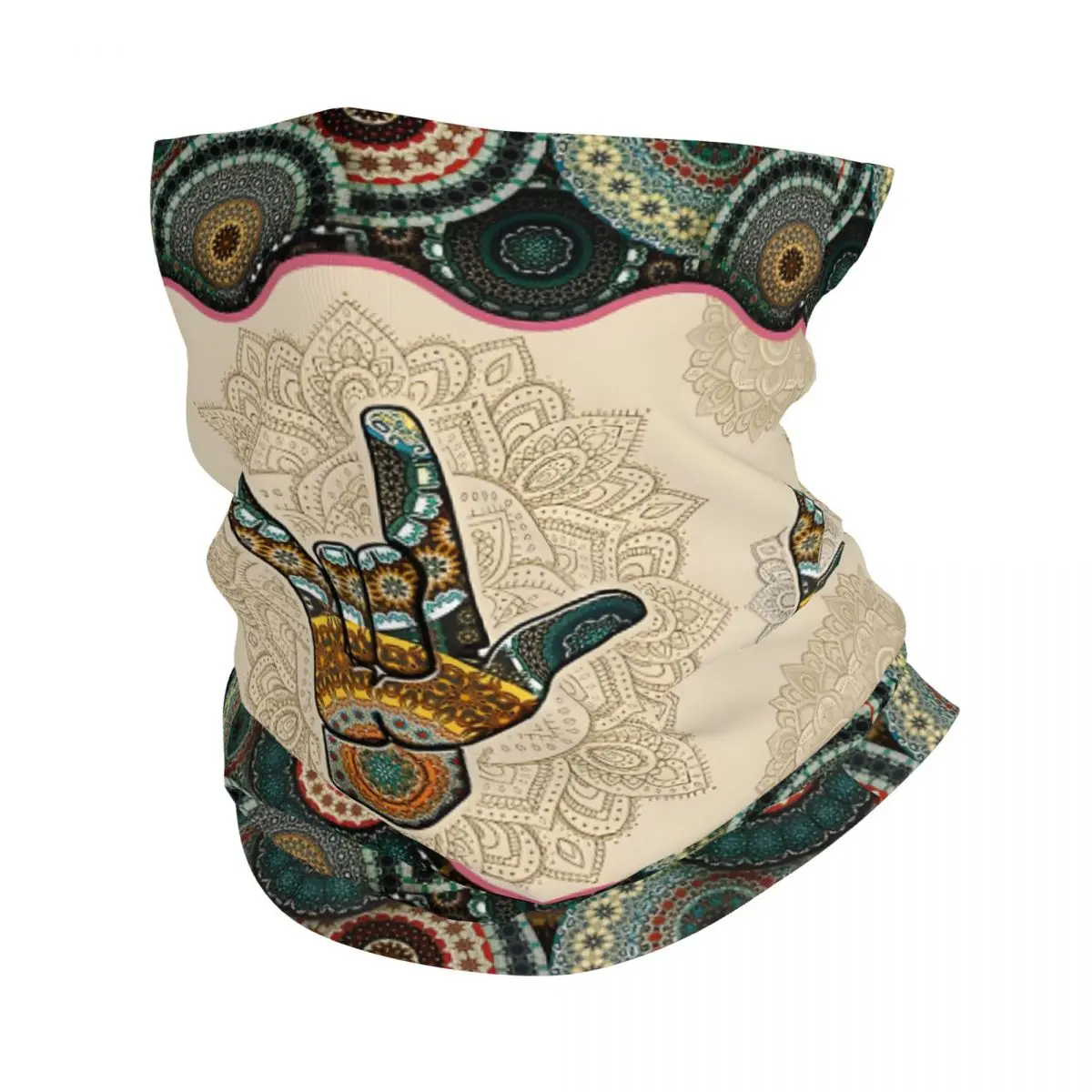 Sign Language Vintage Mandala Scarf Neckerchief Neck Face Mask Polyester