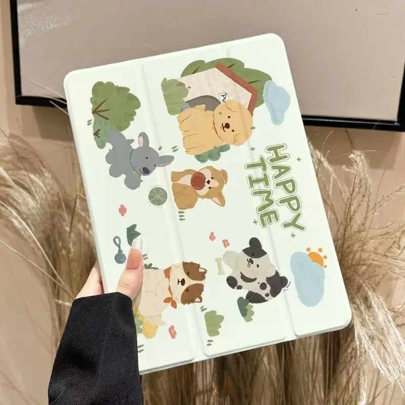 iPad Case 11th Gen Animal Story Pro Air 8 9th Gen 10.2/9.7 Tri-fold Air Shockproof with Pen Slot