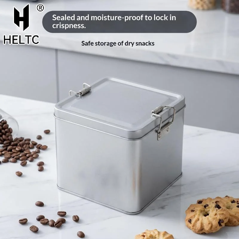 Metal Rectangular Iron Box Old Fashioned Storage Cake Packaging Box Durable With Lid Buckle Organizer