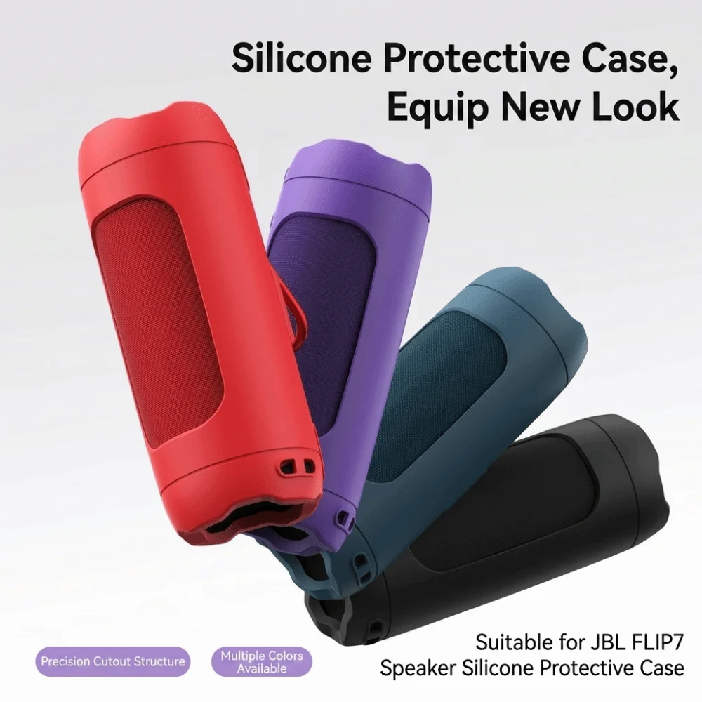 Anti-Scratch Silicone Protective Sleeve Precise Cutouts Dustproof Bluetooth Speaker Cover Full Coverage for JBL Flip 7