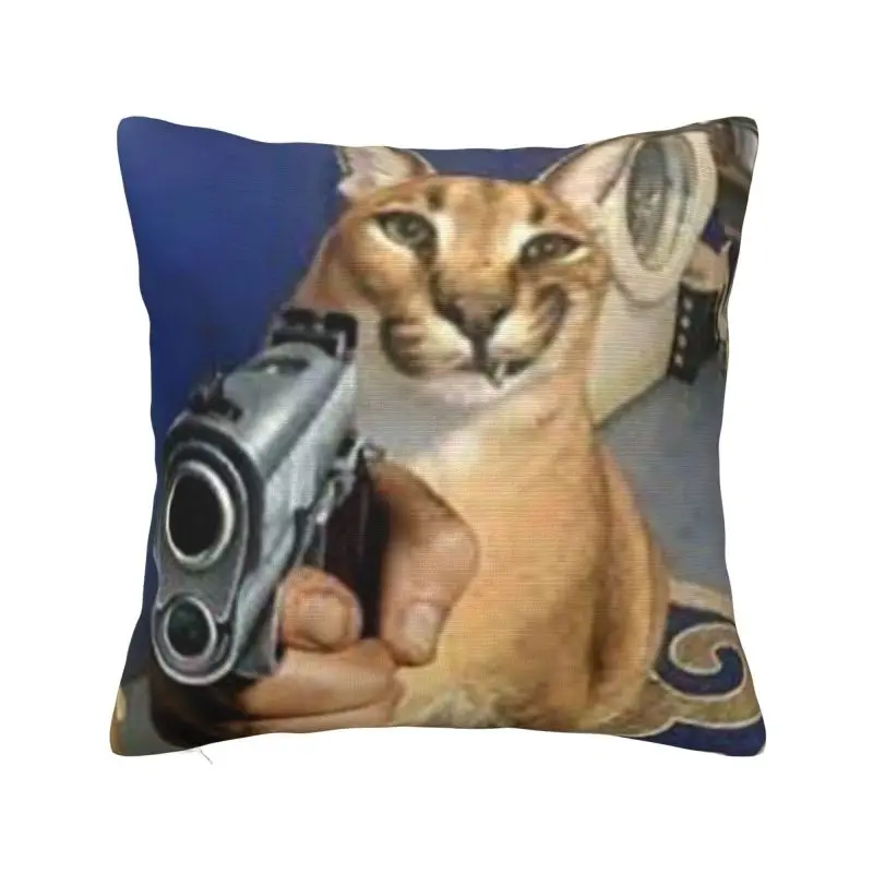 Big Floppa Gangsta Cat Pillow Case 40x40cm Decorative Modern Cushion Cover Soft Pillowcase