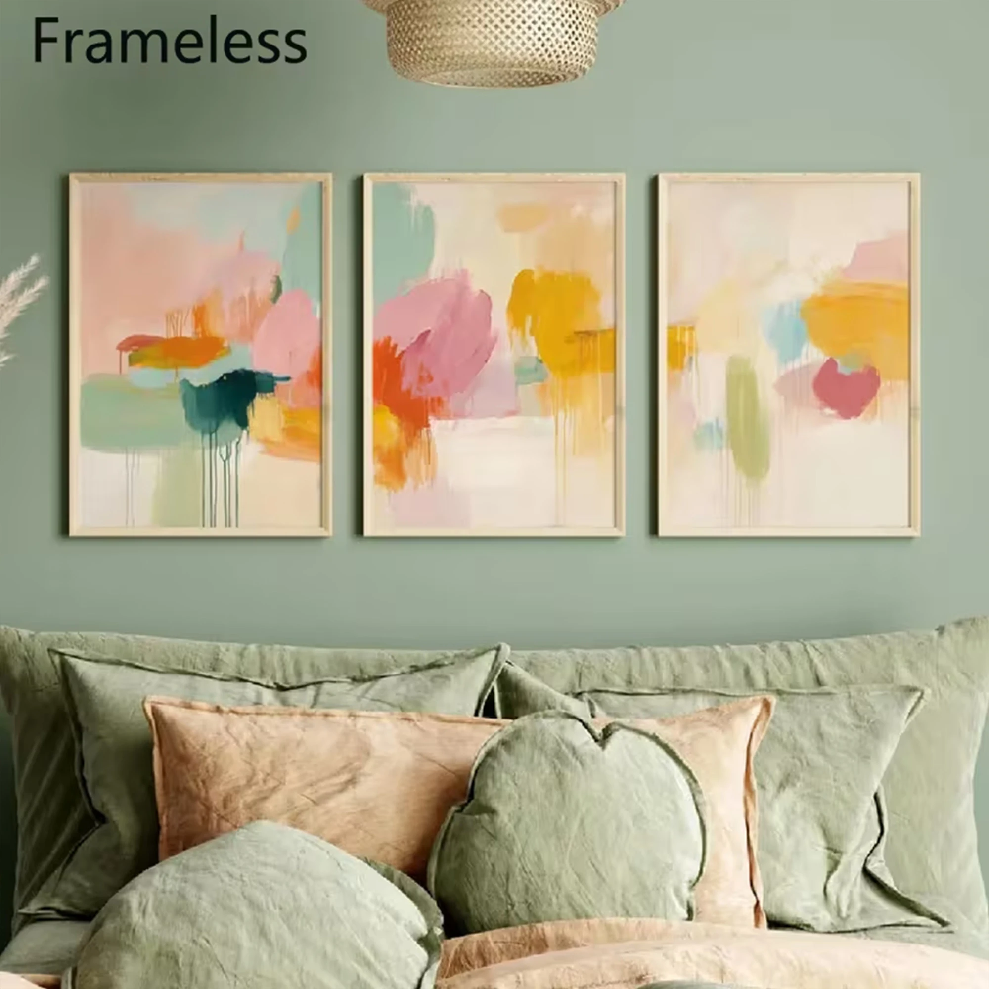 3pcs Modern Abstract Color Block Wall Art Print Canvas Painting Poster Picture For Living Room,Bedroom Home Decor