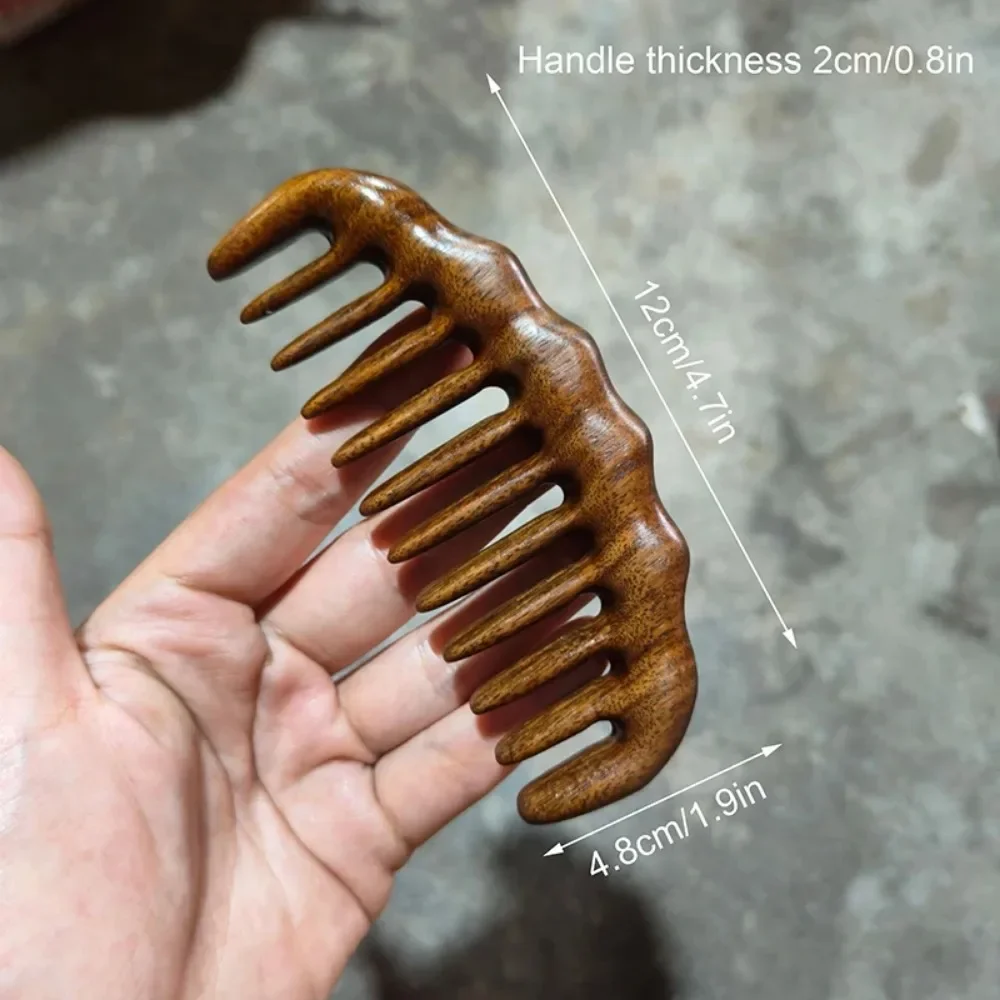 天然白檀櫛 広歯帯電防止頭皮マッサージャー 女性/男性用 木製もつれ解消櫛 ヘアケアギフト