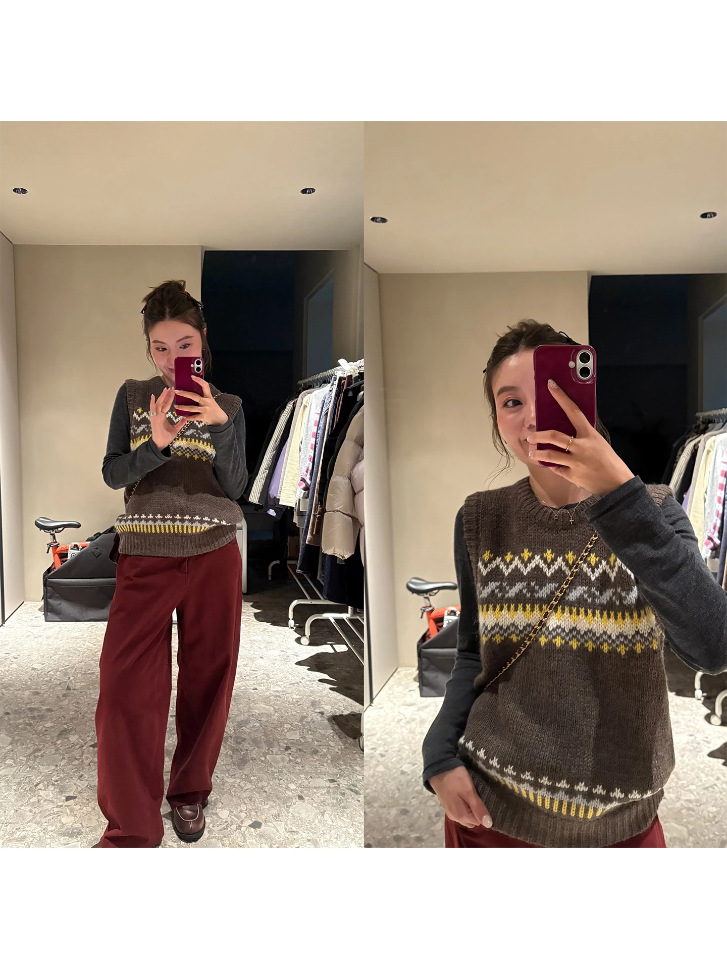 

Вязаный жилет iWiNG в стиле ретро с цветочным узором, шерстяной, с деревянными пуговицами, различные комбинации, прямой крой, длинный рукав, круглый вырез