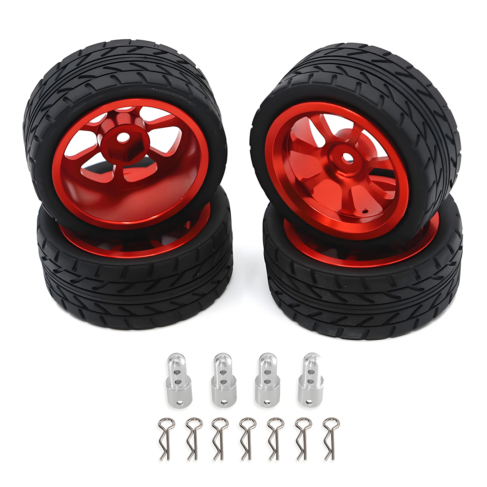 For MJX HYPER GO 14303 14302 14301 Metal Wheel Tires 1/14 Rally CNC High Strength Metal Wheels Height increasing set