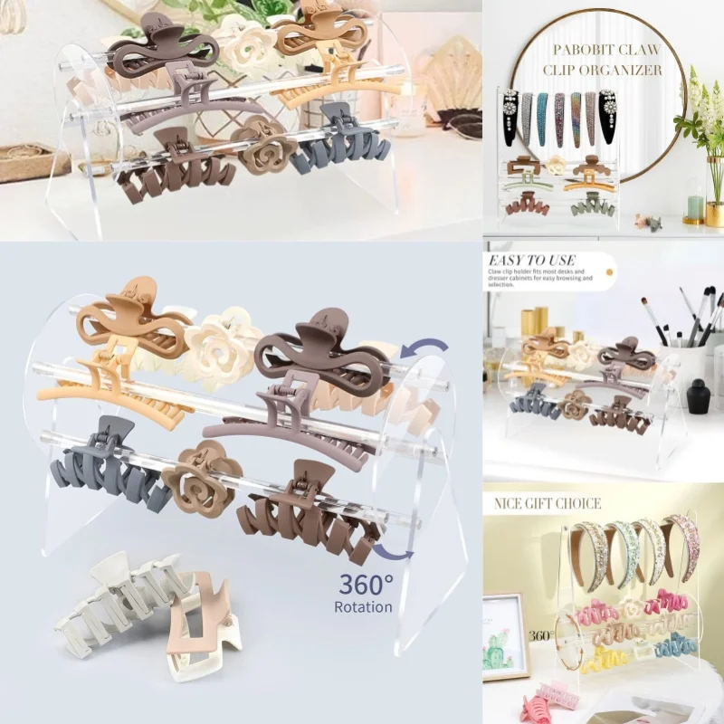 

Transparent acrylic hollow hair ring storage rack versatile women products dormitory home desktop decoration storage wholesale