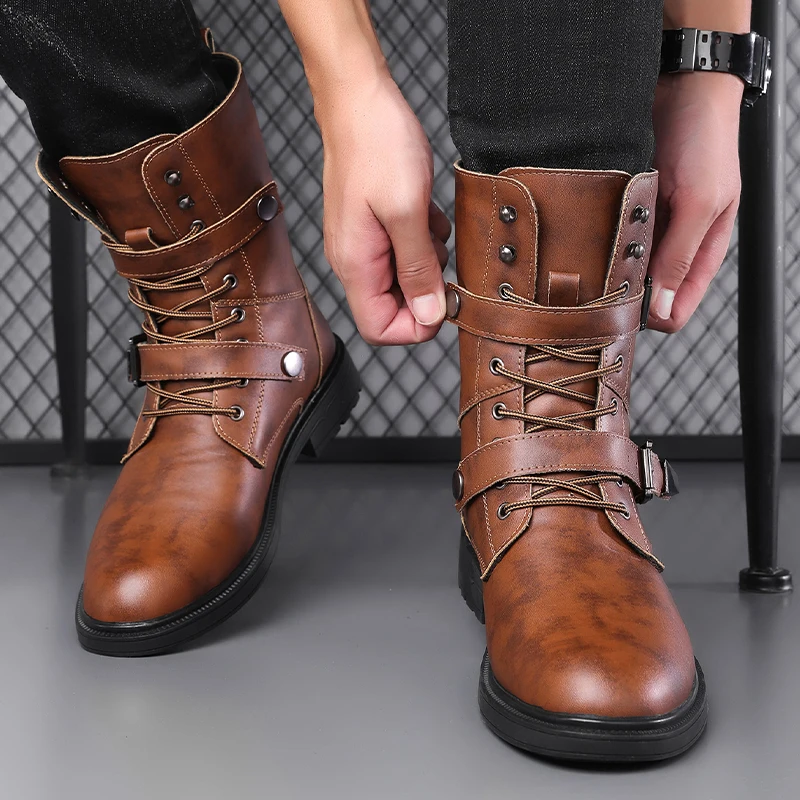 

Male Knight Boots Luxury designer fashion style Outdoor Trendy Streets High quality autumn and winter Hot selling shoes young