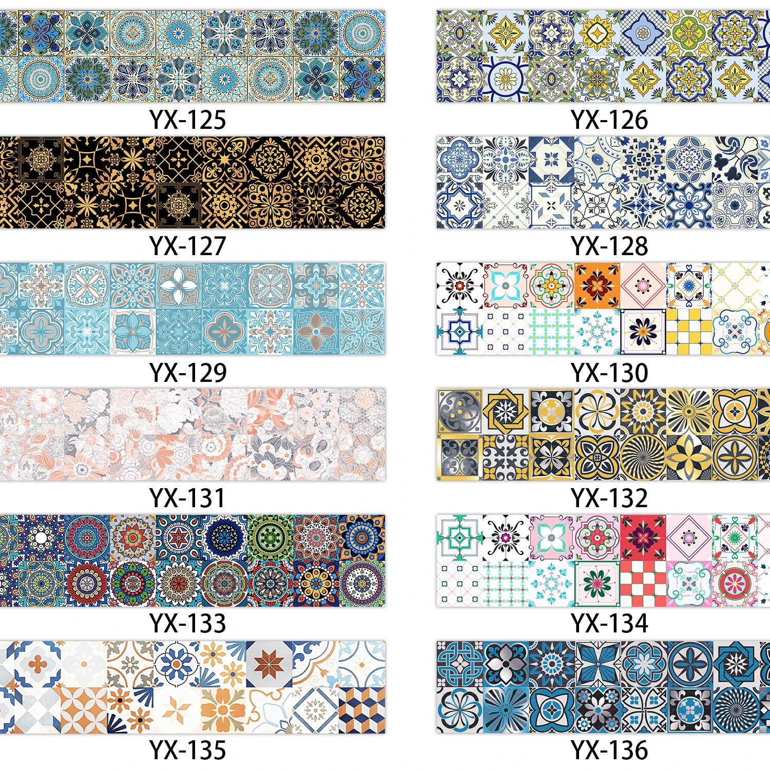 28 Stile Mandala-Design Taillenlinien-Dekorstreifen Wasserdichter Badezimmer-Sockel Selbstklebender Küchen-Fliesenaufkleber – Detail 2