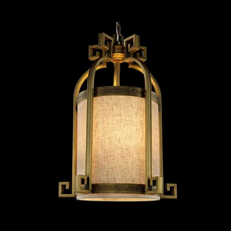 

American birdcage copper chandelier high-end Chinese all-copper lamp bedroom dining room atmosphere chandelier