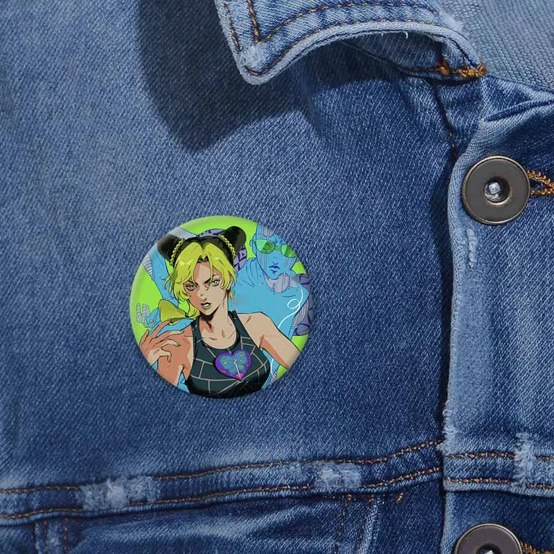 Anime JoJo's Bizarre Adventure Brooch Cosplay Figure Joseph Giorno Jotaro Badge Pins Backpack Jacket Accessories Gift for Friend