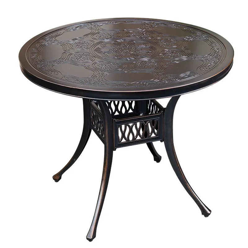 

Outdoor cast aluminum table picnic balcony metal wrought iron small round villa courtyard