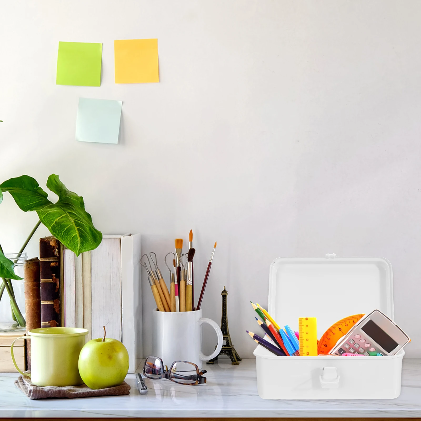 صندوق تخزين الأدوات المكتبية حاوية منظم سطح المكتب للوازم المدرسية والمكتب المنزلي وحامل أشتات صندوق ملفات قوي متعدد الأغراض #2