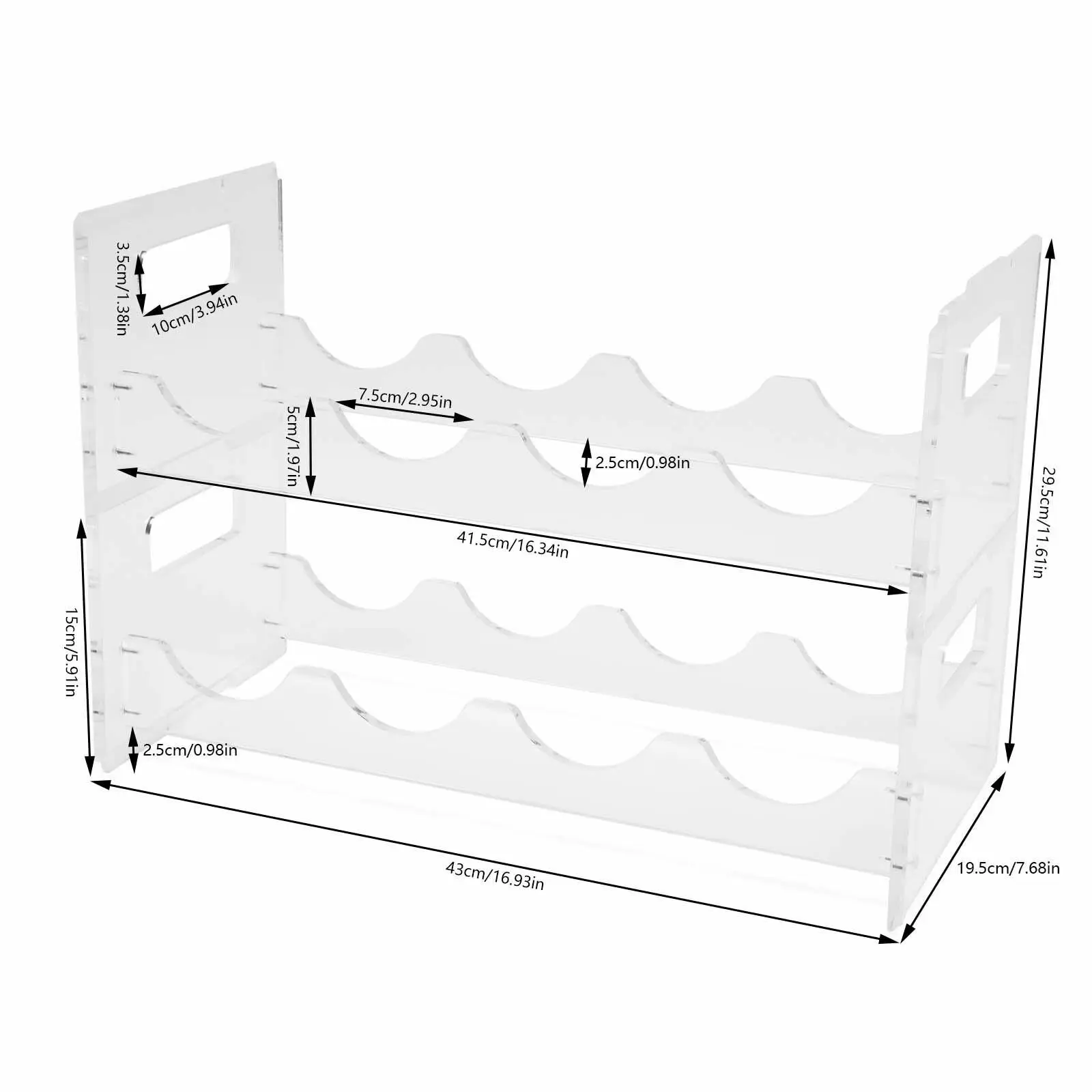 Kitchen Household Acrylic Wine Rack Tool Two Layers 8 Slots Plate Thickness 7mm