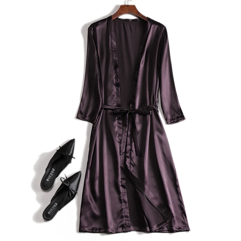 New Women 100% Real Mulberry Silk Nightwear Sleepwear Pajamas Gown Home Clothing  Nightgown Nightclothes Robes YAMI0009